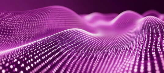 Abstract Futuristic Background, Wavy Surface Made Of Dots And Lines, Technology Concept