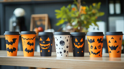Halloween Themed Party Cups adorned with charming Pumpkin Decor for festive gatherings