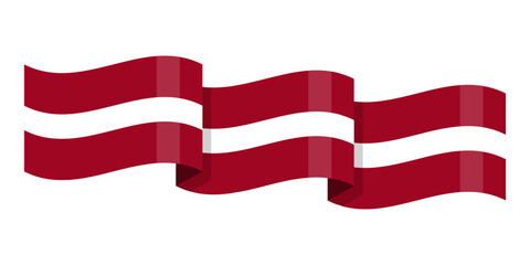 Vector illustration of wavy Latvia flag on transparent background