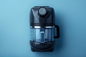 Modern kitchen blender on a blue background ready for meal preparation