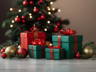 christmas tree with gift boxes