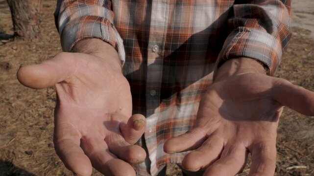 The old master shows his working hands, callused and roughened from long hours of work as a carpenter.