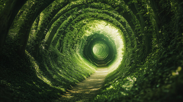 Ścieżka w zielonym lesie bukowym to prawdziwy raj dla miłośnik&oacute;w natury. Otoczona bujnymi, świeżymi liśćmi, tworzy malowniczy tunel, kt&oacute;ry zachwyca swoją urodą.