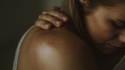 Massage close-up: woman's shoulder
