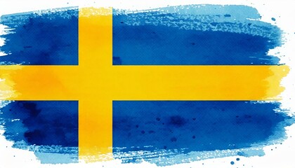 Artistic watercolor of a Swedish flag isolated on white background