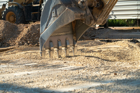 Construction equipment is repairing the motorway
