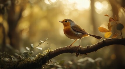 Fototapeta premium European Robin in Woodland