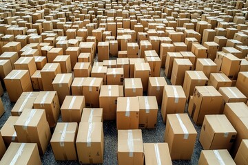 Fototapeta premium A Large Collection of Cardboard Boxes Stacked in a Warehouse