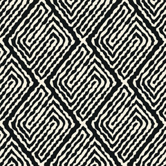 Vector geometric seamless pattern with striped rhombuses resembling a labyrinth