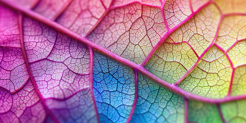 A leaf with a rainbow pattern on it