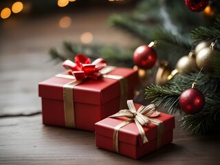 Obraz premium christmas tree with gift boxes