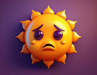 Sad Sun Icon, Expressive Weather Illustration, sad emoji images