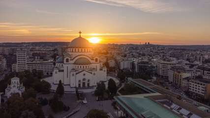 Morning view of Saint Sava, orthodox church in Belgrade, Serbia.