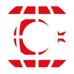 Obraz premium Northern Cyprus flag on world icon