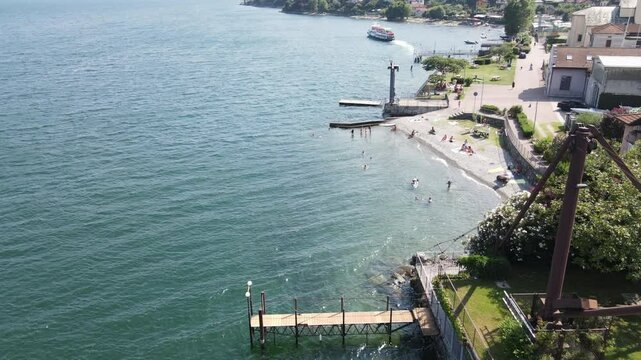 Drone view at the village of Calozzo on lake Como in Italy