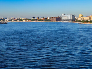St. Petersburg, Russia, July 27, 2024. View of the Neva River and the opposite bank