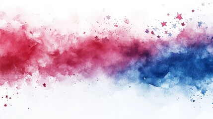 Obraz premium Abstract USA Patriotic Red, White, and Blue Watercolor with Stars for National Celebrations