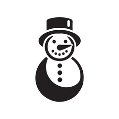 Snowman Silhouette with Top Hat and Scarf