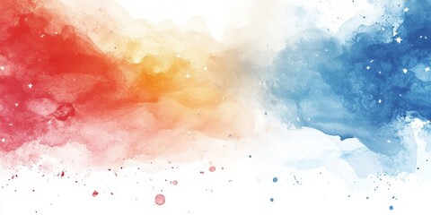 Obraz premium Abstract USA Patriotic Red, White, and Blue Watercolor with Stars for National Celebrations