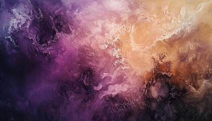 Abstract background with swirling patterns of purple, orange, and white.