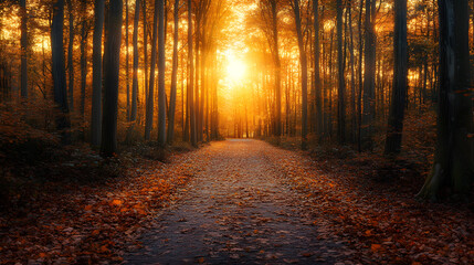 Autumn Path Through the Forest