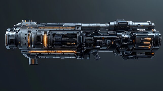 Futuristic Railgun with Intricate Energy Conduits