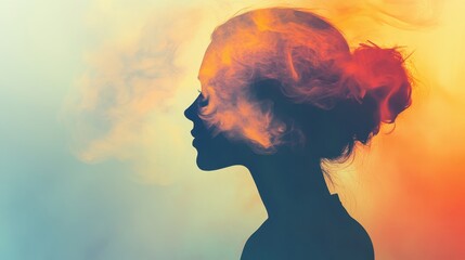 A silhouette of a person's profile with abstract elements representing business coaching, soft gradients in the background,  ideal for professional development, mentorship, and growth themes.