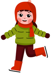 Winter activities and outdoors fun, extreme sports. little skiers in the winter.   Happy children are skiing. Winter outdoor activity. Flat vector illustration.