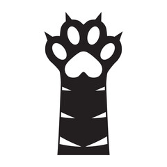 The cat's paw icon. Black silhouette of a cat's paw with claws. Vector illustration for design and web.