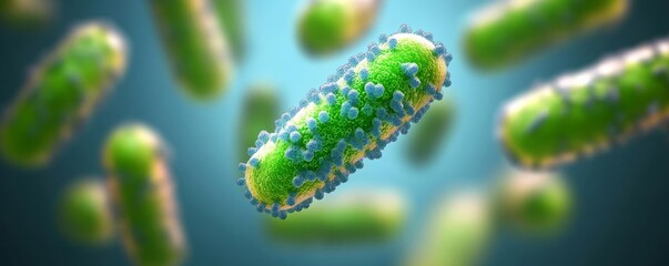 Fototapeta premium Bacteria forming resistant biofilms on surfaces, 3D illustration