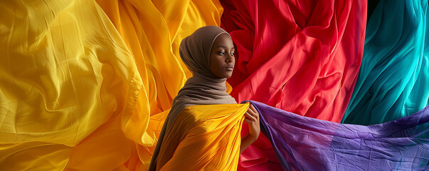 Model in colorful clothes