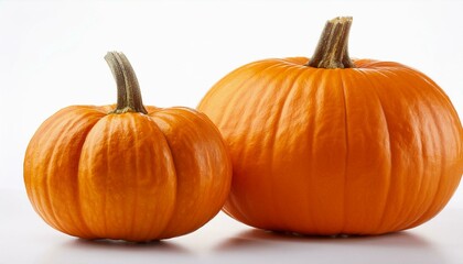 Obraz premium A carved pumpkin with a spooky, smiling face, glowing in the dark, symbolizing Halloween and the autumn season on white background
