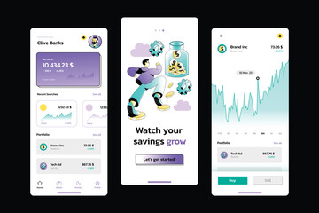 Modern Financial App Interface Screens