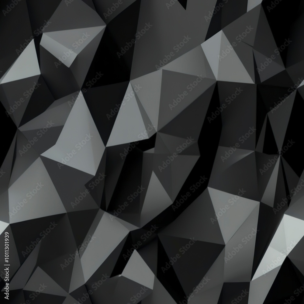 Poster black 3d geometric seamless pattern texture of angular shapes and prisms background: angular geometr