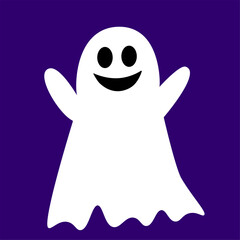 happy cartoon ghost . Happy Halloween. Cute cartoon spooky character. Vector illustration
