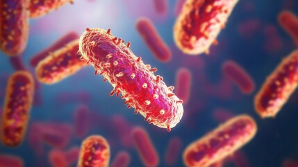 Fototapeta premium Pathogenic bacteria mutating for drug resistance, scientific focus, 3D illustration