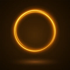 Color circles frame with glitter light effect. A flash flies in a circle in a luminous ring.