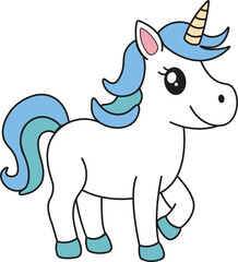 Illustration of a unicorn with a blue-green mane