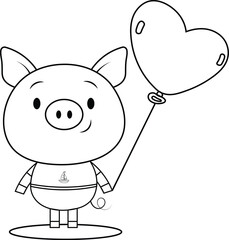 Illustration of a piggy in a t-shirt, coloring page