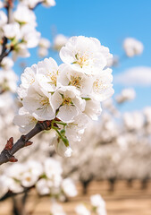Obraz premium Charming orchard with young spring blossoms