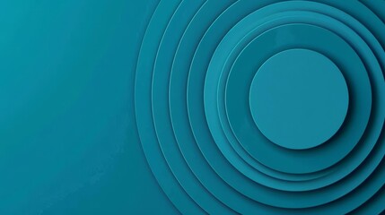 Obraz premium Abstract background with layered circles in teal blue color.