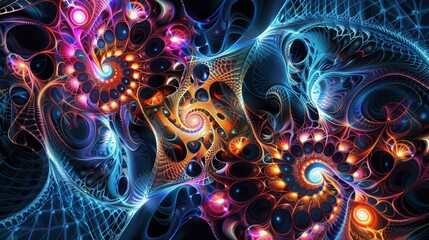 Naklejka premium Abstract colorful fractal pattern with interconnected circles and a 3D effect.