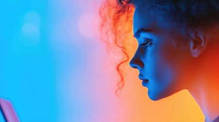 Vibrant Profile in Blue and Orange