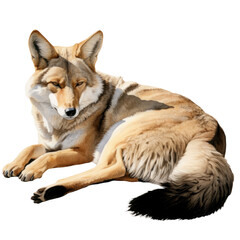 Obraz premium Watercolor Coyote Lying Down Clipart