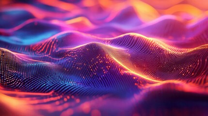 A sleek 3D abstract techno illustration featuring neon wavy light and a mystical database theme, with a dynamic speed effect and futuristic glow.