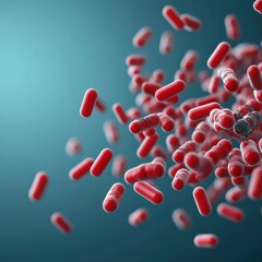 Fototapeta premium Superbugs forming resistant biofilms, healthcare theme, 3D illustration