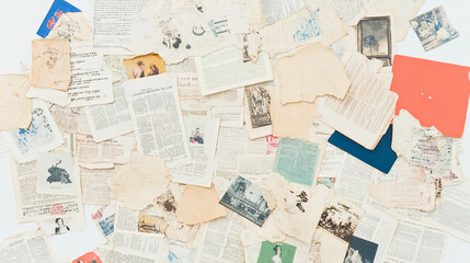 Vintage collection of assorted papers and documents creating a nostalgic and artistic background