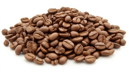 Naklejka premium Freshly Roasted Coffee Beans on White Background