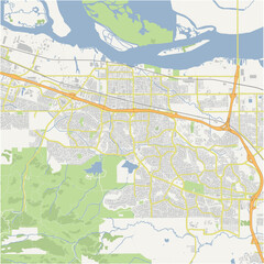 Map of Antioch in California in a normal road map style. Contains layered vector with roads water, parks, etc.