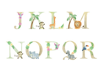 Watercolor animals letters. © Tapilipa